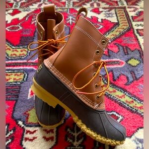 NWT LL 8” Bean Original Duck Boots Waterproof Leather Unlined Women’s Size 9